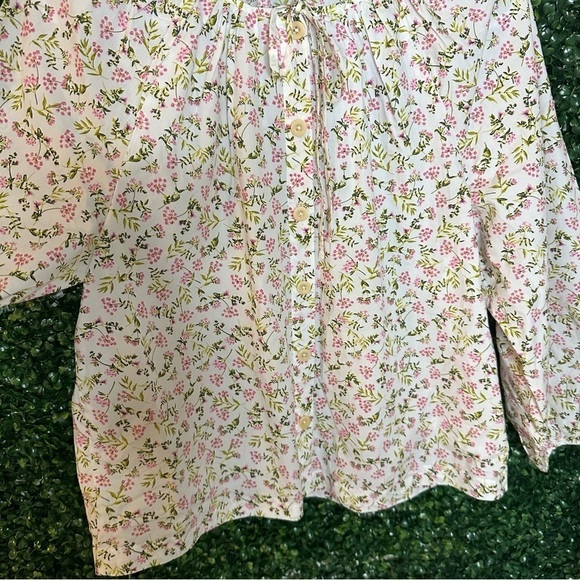 J Crew Tie-Sleeve Button-Front Poplin Top Meadow Floral Size M - Picture 11 of 15